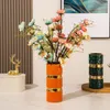 Vasos Double Gold Line Light Light Luxury Ceramic Vaso Flower Flower Bating Bating Gilt Decorative Living Room Ware