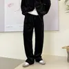Мужские брюки 2023 Весенний корейский стиль персонализированный абрикосовый бархатный бархатный мужчина повседневные свободные дикие прямые размеры m-xl