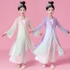 Kläder sätter flickans klassiska dansföreställningar Kläder Barnens eleganta kinesiska stilträningsfan Folk 3-Piecele435