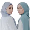 Scarves Big Size Plain Bubble Chiffon Hijab Scarf Women Solid Color Shawl Malaysia Headband Muslim Headscarf Wrap 180 85cm