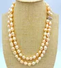 Chaînes Fashion 7-8mm 8-9mm 2Row Rose Baroque Perle Collier 18-19''