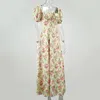 Blumendruck-Kleid für Damen, hoch gespalten, elegant, schulterfrei, lange Kleider, rückenfrei, figurbetont, Sommerkleid, Vestidos