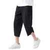 Männer Shorts stilvolle geschnittene Hosen elastische Taille Weitbein bequeme Hose unregelmäßige Saum -Männer Kleidungsstück