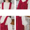 Наборы одежды весенняя осень милые девушки набор слой рукав Топ Красный Румпер в целом. Два пьеса детские костюмы корейская модная детская одежда для детей