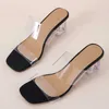 Sandaler Summer Ladies Slippers Transparenta High Heels Clear Crystal Slides Mules Female Women Shoes Daily Peep Toe 230417