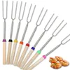 Roestvrij staal BBQ Tools Marshmallow Roasting Sticks die Roaster Telescoping Cooking/Baking/Barbecue uitbreiden