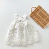 Fille robes 2023 coréen été enfants bébé robe sans manches noeud fleur Tulle fantaisie fil infantile Vestido bambin filles