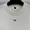 521 L 2023 Summer Swaters Женский пуловер -свитер Черный белый полосатый экипаж.