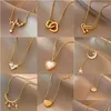 Chokers Choker Minhin Golden Color Stainless Steel Necklace For Women Jewelry Limited Pearl Beads Heart Pendant Birthday Gift Drop D Dh4Dl