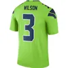 Zszyte koszulki piłkarskie 3 Russell Wilson Men Men Młodzież S-3xl zielona czarna biała koszulka