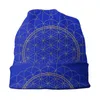 Berets hip hop zimowy dzianinowy kapelusz unisex kwiat życia geometryczny wzór czaszki czapki czapki święte geometria mandala maska ​​czapki