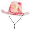 Beretti Cappello Tie-Dye Western Cowboy Big Brim Men and Women Cappelli da sole Quattro stagioni in pelle scamosciata Cappello Cap Craft con Logoberts Pros22