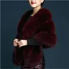 Dress 2023 Winter Faux Fur Coats Fox Fur Imitation Mink Fur Poncho Bridal Wedding Dress Shawl Cape Women Vest Fur Coat