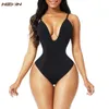 Waist Tummy Shaper Women Deep V Backless Bodysuit Strap U Plunge Thong Bottom Shapewear Seamless Underwear Sexy Lingerie Invisible Bra Body Shaper 230526