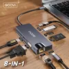 Hubs Qoovi USB C Hub Tipo C a HDMicompatible 4K 30Hz RJ45 PD TF/SD SCHEGGIO 8 In 1 Adattatore per MacBook Pro Laptop Dock Station Splitter