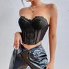 Camisoles Réservoirs Dentelle Broderie Crop Débardeur Camisole Femmes Corset Tube Sexy Mince Gilet Y2k Bralette Dames Solide Couleur Sous-Vêtements