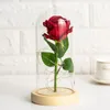 Flores decorativas eternas capa de vidro de flor ornamentos rosa artificial com led para sempre rosa dia dos namorados do dia dos namorados decoração de casa