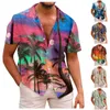 Erkekler Sıradan Gömlekler Kısa Kollu Hindistan Cevizi Baskı Düğmesi Gömlek Cep Yaz Modası Hawai Plajı ile Erkekler Gevşek