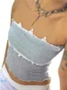 Women's Tanks Women Y2k Sheer Mesh Strapless Tank Top Sexy Floral Embroidery Lace Patchwork Bandeau Crop Tops Party Streetwear
