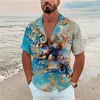 Мужские повседневные рубашки пляж мужские гавайские блузки дышащие летние летние топы с коротким рукавом Tees Tees Тропические наряды модная уличная одежда Camisa