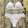 Maillot de bain femme Sexy noir blanc taille haute bikini jarretelle tablier plage dentelle maillot de bain P230530