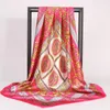 Scarves Wholesale Vintage Black Gold Silk Scarf Women Large Shawl Stoles Square Bandanna Female Foulard Hair/Head