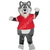 Costume de mascotte loup gris personnaliser dessin animé thème personnage noël tenue de fête en plein air unisexe robe de soirée costumes