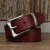 3.8CM thick vintage jeans real leather heavy-duty stainless steel buckle men's waist denim belt G230529