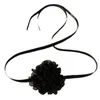 Choker 2023 Elegante große flauschige Stoff schwarze Blumenhalskette für Frauen trendige romantische lange Seilkette Kragen am Hals