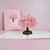 3D Jubileumskort/Pop Up-kort Sakura Peach Blossom Handgjorda presenter Par tänker på dig Kort Bröllopsfest Kärlek Alla hjärtans dag gratulationskort
