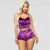 مصممة نساء مثير مخملية بيجاما مجموعات سيدات الدانتيل الخامس قصات المحاصيل القصيرة بدلة 2 pcs girl nightwear ملابس النوم الملابس الداخلية أعلى الجودة