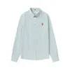Mens Shirt Classic Macaron Color Polo Shirts Matching Paris Fashion Love Embroidery Long Shirt