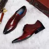 Chaussures habillées en cuir véritable pour hommes de luxe pointues chaussures de mariage en cuir oxford pour hommes noir bordeaux chaussures à lacets formelles pour hommes