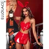 Sexy Set Ellolace Halloween Lingerie Bunny Latex Cosplay Sexy Comes 4-Piece Thongs Halter Leather Sissy Underwear Nightclub Outfit T230530