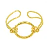 Bangle Simple Overdrived Line Luxury Fashion Punk Ring Manschettarmband ihålig ut ljusgula färg armband breda smycken