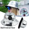 Chapeaux à larges bords Chapeaux seau Glitter Mirror Disco Bucket Hat Superbes chapeaux Disco Ball pour DJ Glitter Paillettes Bucket Hat pour Club Stage Bar Party Dance 230529