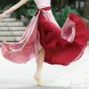 Stage Wear Woman Lace Up 720 Degrees Bellydance Skirt Double-sided Chiffon Dance Long High-waisted Splicing Belly Outfit