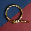 Bracelets à breloques Style tibétain Frotter à la main Bracelet en coton DIY Tissé à la main Dieu de la richesse Ga Wu Box Ornement de corde pour hommes et femmes