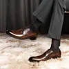Luxo Black Brown Brown Oxford Style Vestido de designer no noivo Melhor homem sapato de couro genuíno