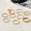 Set di anelli vintage a forma di cuore con stelle d'amore per le donne, anello da dito irregolare con perle circolari, regalo per gli amanti dei gioielli di moda