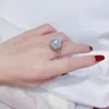 Trendy White Big Pearl Cubic Zirconia Rings voor vrouwen prachtige verloving bruiloft accessoires sieraden