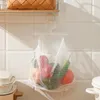 Förvaringspåsar klädvägg hängande tvättnätväska med bärhandtag frukt grönsak mesh korg arrangör utan spetsar