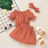 Kläder sätter nyfödda babykläder Set axelblus och kjol sommardräkt spädbarn för barnflicka