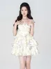 Été Derss 2023 Mince Kawaii Princesse MiniDress Femmes Japonais Sans Manches Douce Fille Floral Dress Casual Vêtements Coréens
