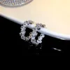 Stud Earrings Fashion Shimmery Emerald C-shaped CZ For Women Gifts Wholesale Crystal Jewelry Factory Price