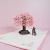Carte d'anniversaire 3D/carte pop-up Sakura fleur de pêcher cadeaux faits à la main Couple pensant à vous carte fête de mariage amour Saint Valentin carte de voeux