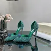 Eleganta sandaler Crystal Pearl Decoration Fashion Women Stiletto klackar Designerskor 10.5 cm Super High Heel Fish Mouth