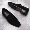 Automne été daim hommes mocassins pour mariage fête danse noir marron en cuir véritable sans lacet hommes chaussures habillées affaires décontractées