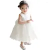 Abiti da ragazza Abito da bambino Pizzo Tulle Senza maniche Nato Prom Battesimo Neonato 1 anno Abbigliamento da compleanno Abito da ballo per battesimo del bambino