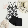 Shorts Maillot de bain femme 2023 Ensemble de bikini grande taille adapté aux femmes Blossom Imprimé Backless Push Up Tankini top shorts livraison gratuite P230530